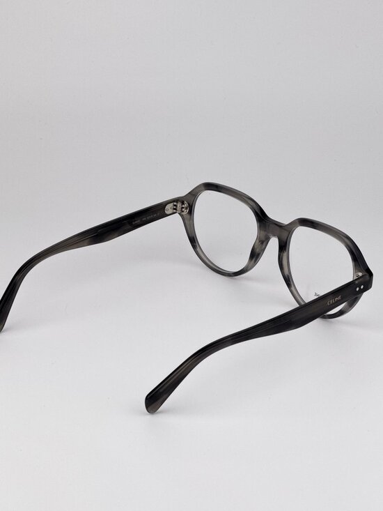 Celine CL50145I 005 “Thin 2 Dots” Rounded Square Eyeglasses Crystal Black & Grey main image 9